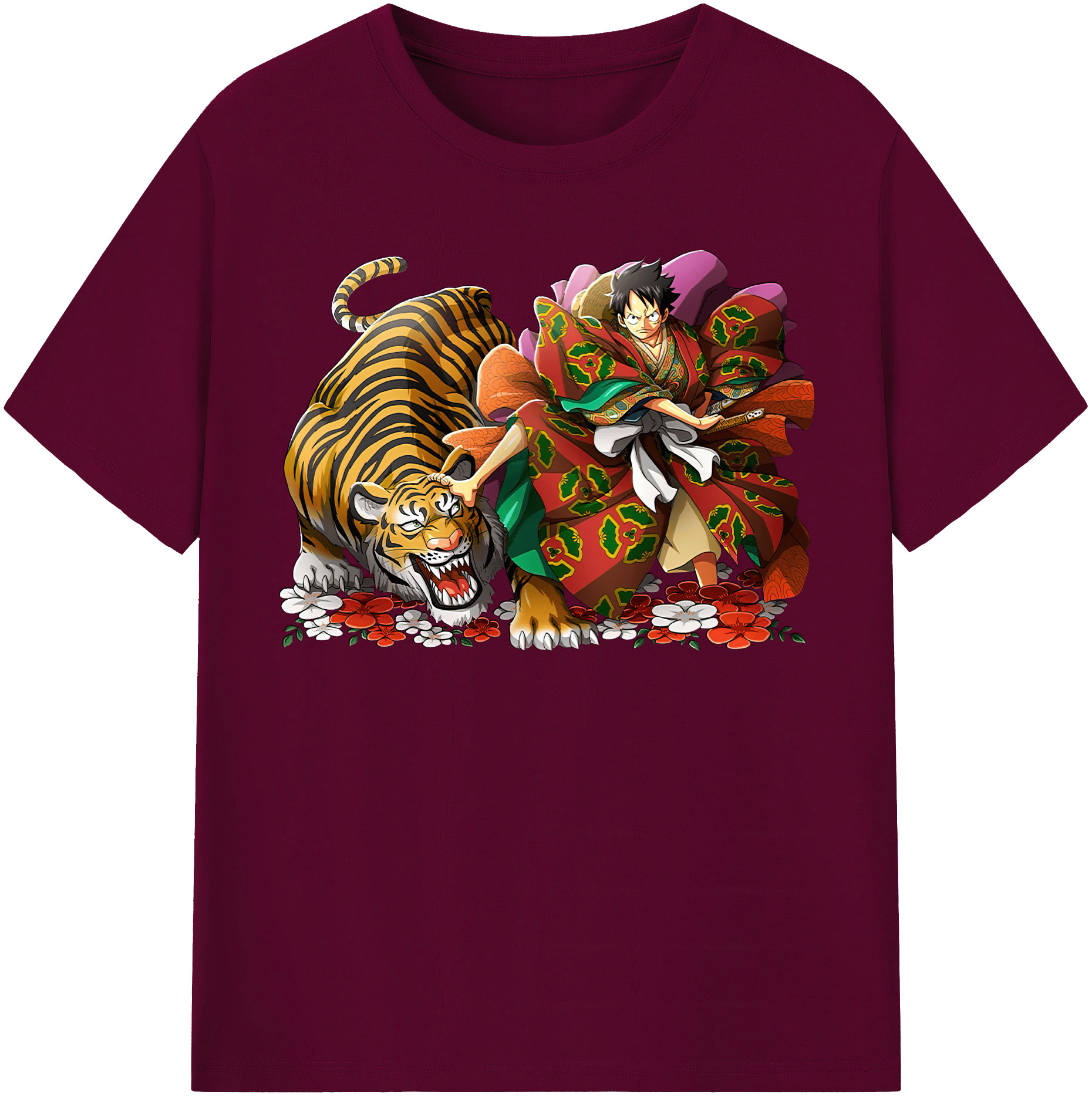 ワンピース モンキー・D・ルフィ ONE PIECE Monkey D. Luffy レディースカジュアルプリントTシャツ（綿100％）